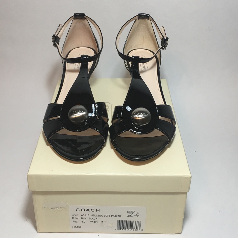 Coach Helena Soft Patent Black Heels